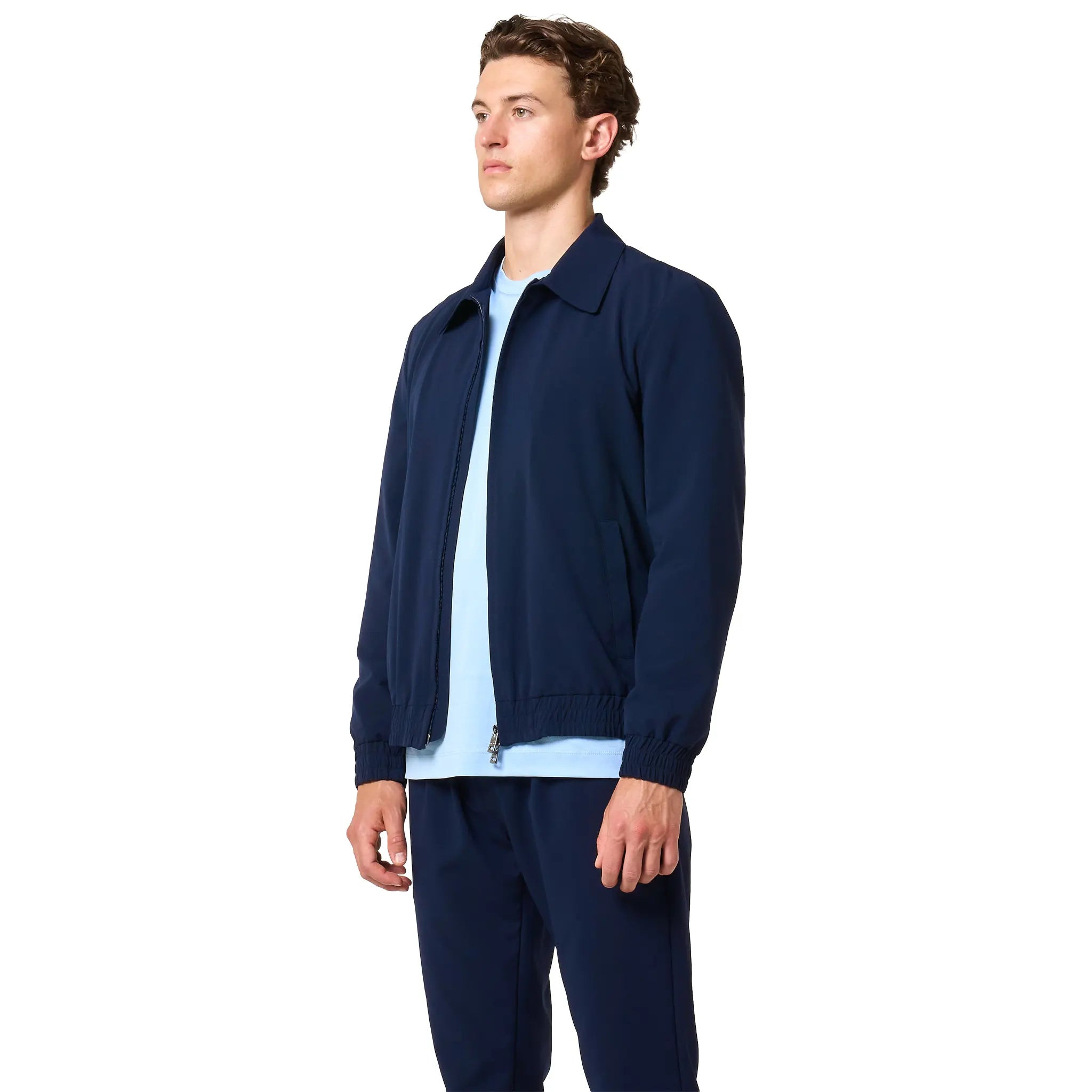Front Side View of Loiano Tech Navy Jacket